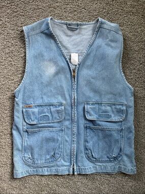 Gitano Vintage Light Wash Denim Utility Vest with Front Pockets